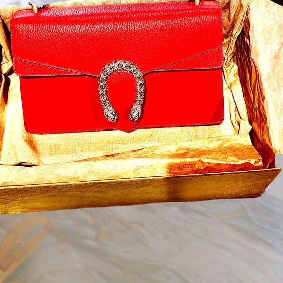 Gucci Dionysus Small Red Pebbled Leather Shoulder Bag NWT w/ Box & Dust Bag - Picture 1 of 11